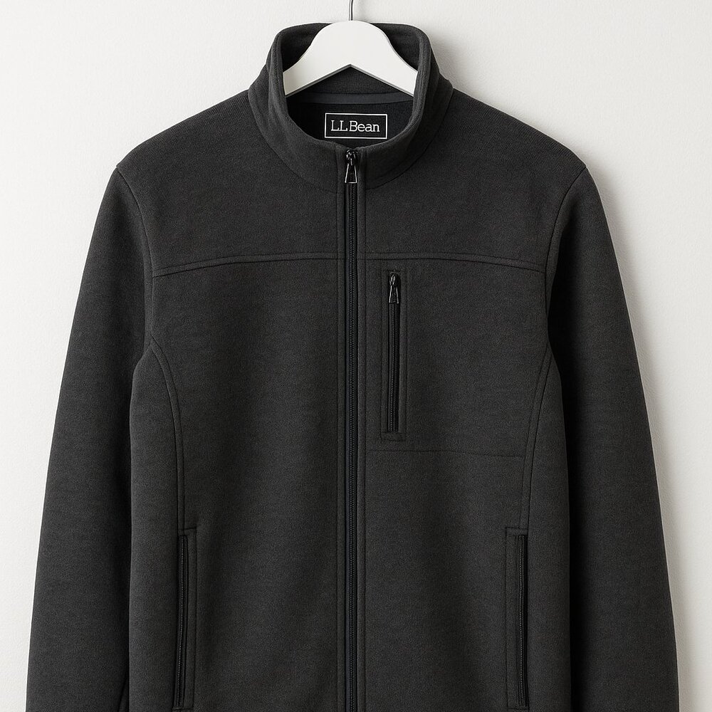 L.L.Bean Charcoal Wool-Blend Full-Zip Jacket